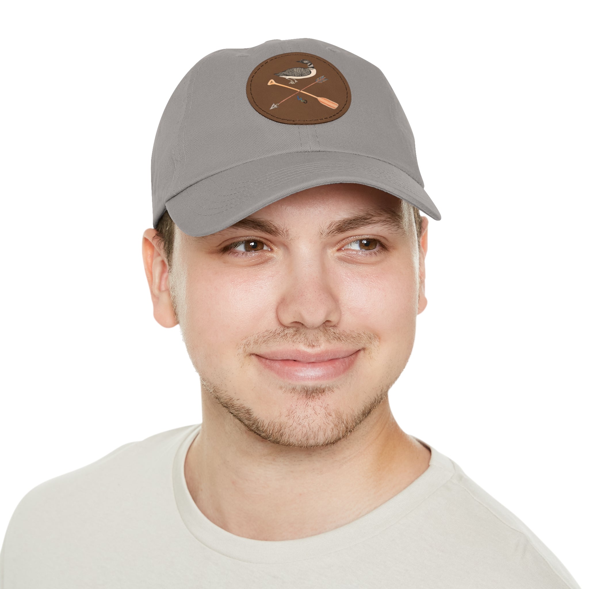 Lucky Loon Outdoors Hand-Drawn Logo Leather Patch Dad Hat