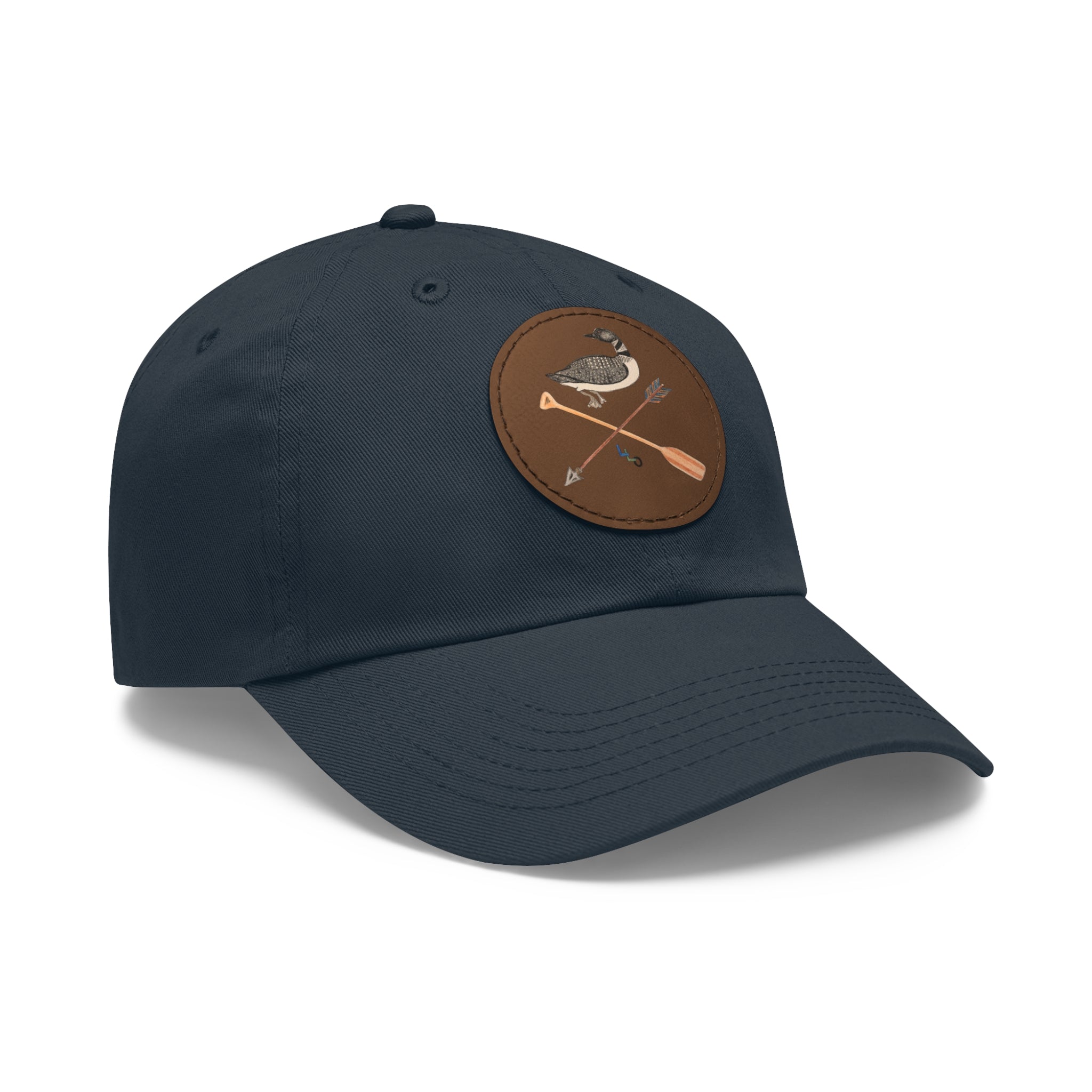 Lucky Loon Outdoors Hand-Drawn Logo Leather Patch Dad Hat