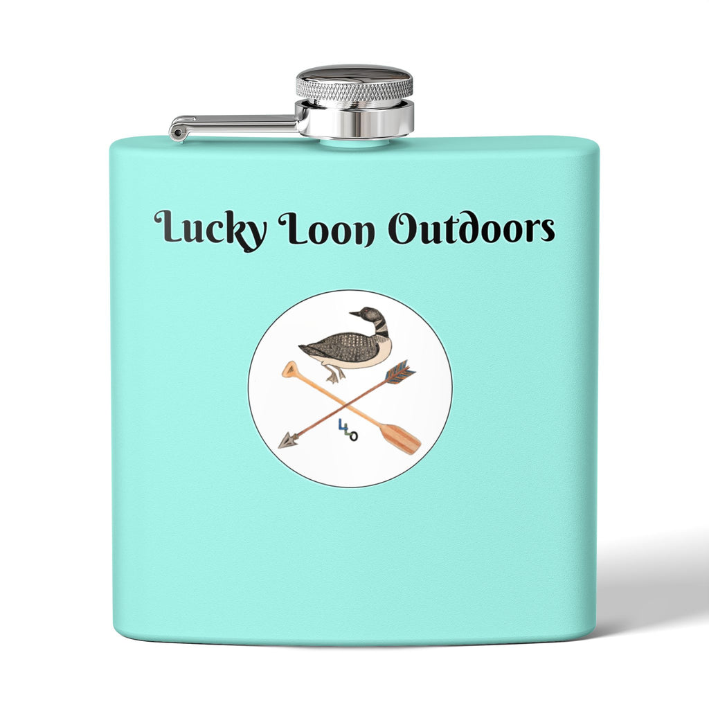 Lucky Loon Outdoors Stainless Steel Flask — Hand-Drawn Logo (6oz) — Hiking & Camping Flask