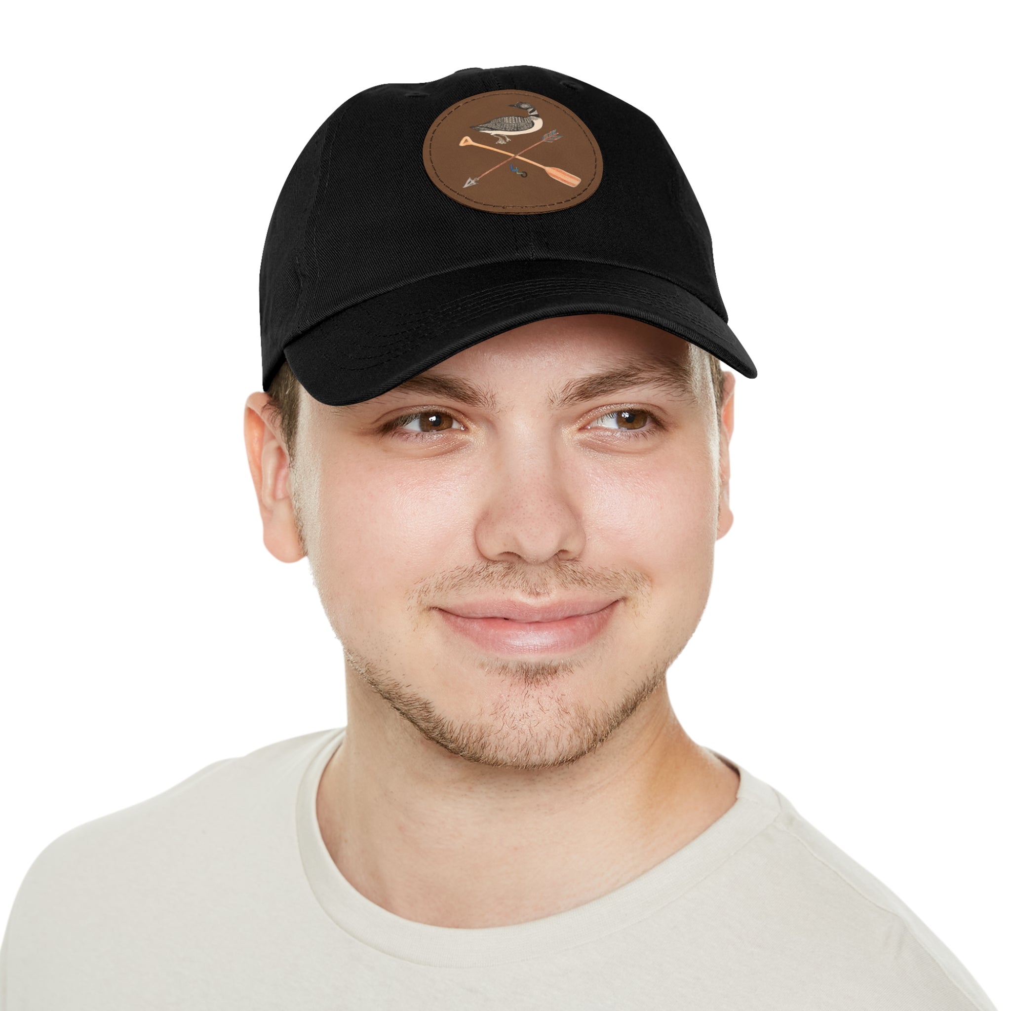 Lucky Loon Outdoors Hand-Drawn Logo Leather Patch Dad Hat