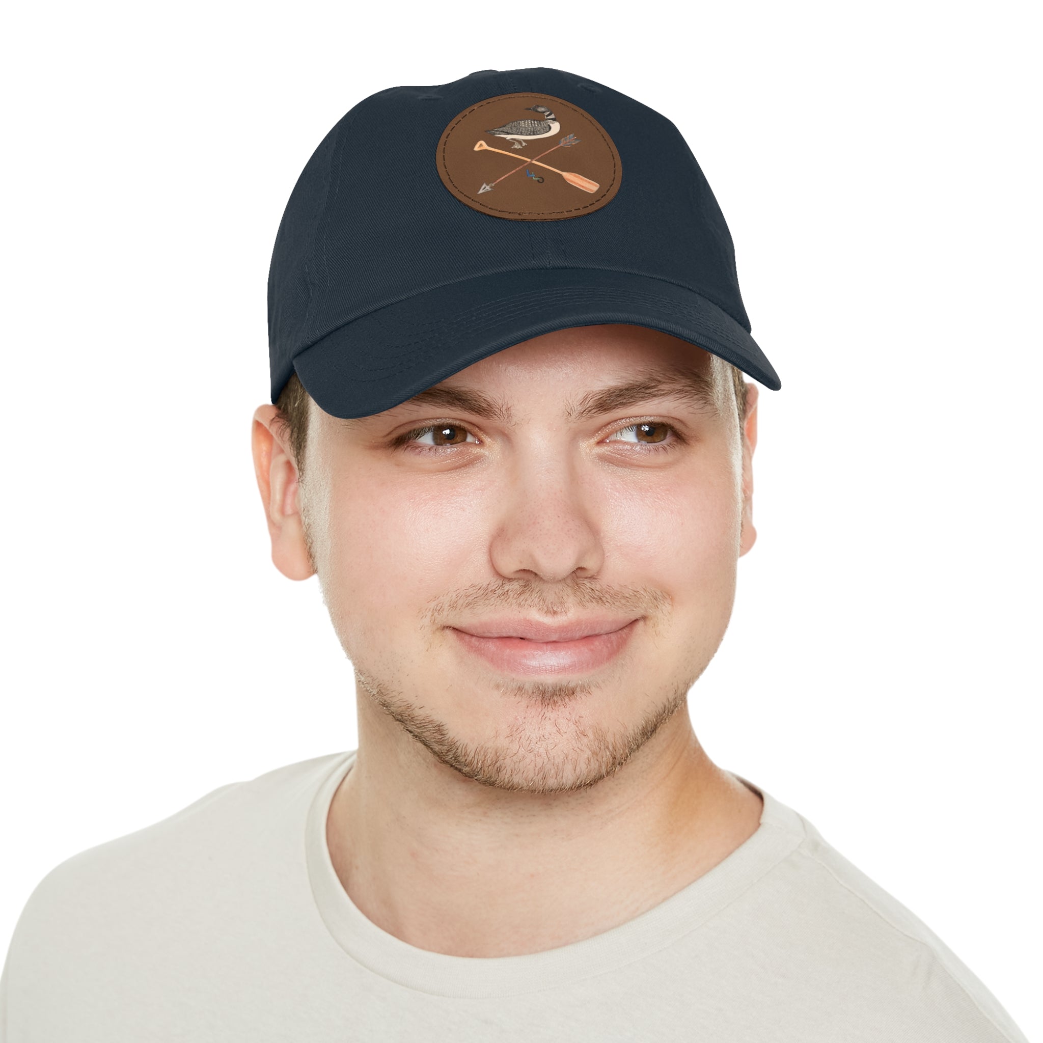 Lucky Loon Outdoors Hand-Drawn Logo Leather Patch Dad Hat
