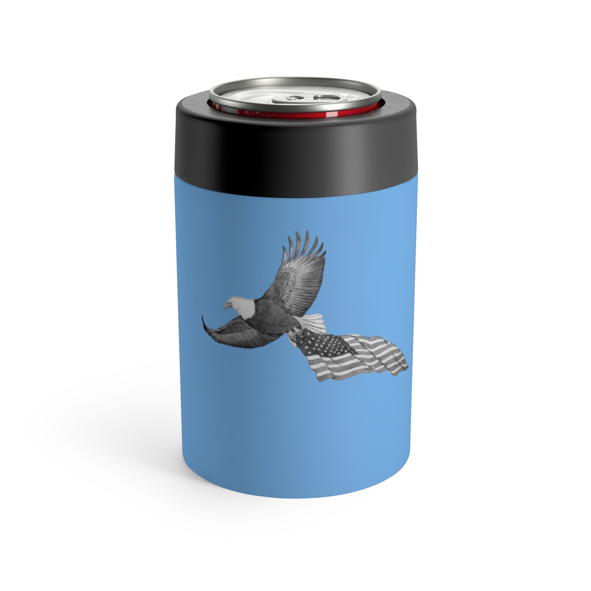 Lucky Loon Outdoors Patriotic Eagle & Flag Can Holder — Hand‑Drawn Logo Design