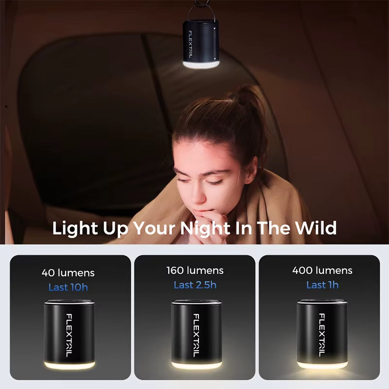 FLEXTAIL TINY PUMP 2X - 4Kpa Portable Air Pump with Camping Light and 1600Mah Battery, Infaltion/Deflation/Lighting