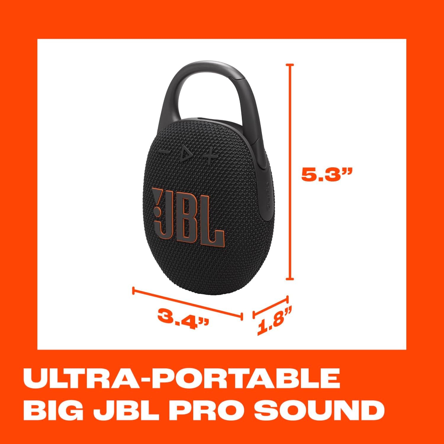 Clip 5 - Ultra-Portable, Waterproof & Dustproof Bluetooth Speaker, Big  Pro Sound with Punchy Bass, Integrated Carabiner, up to 12 Hours of Play, Made in Part with Recycled Materials (Black)