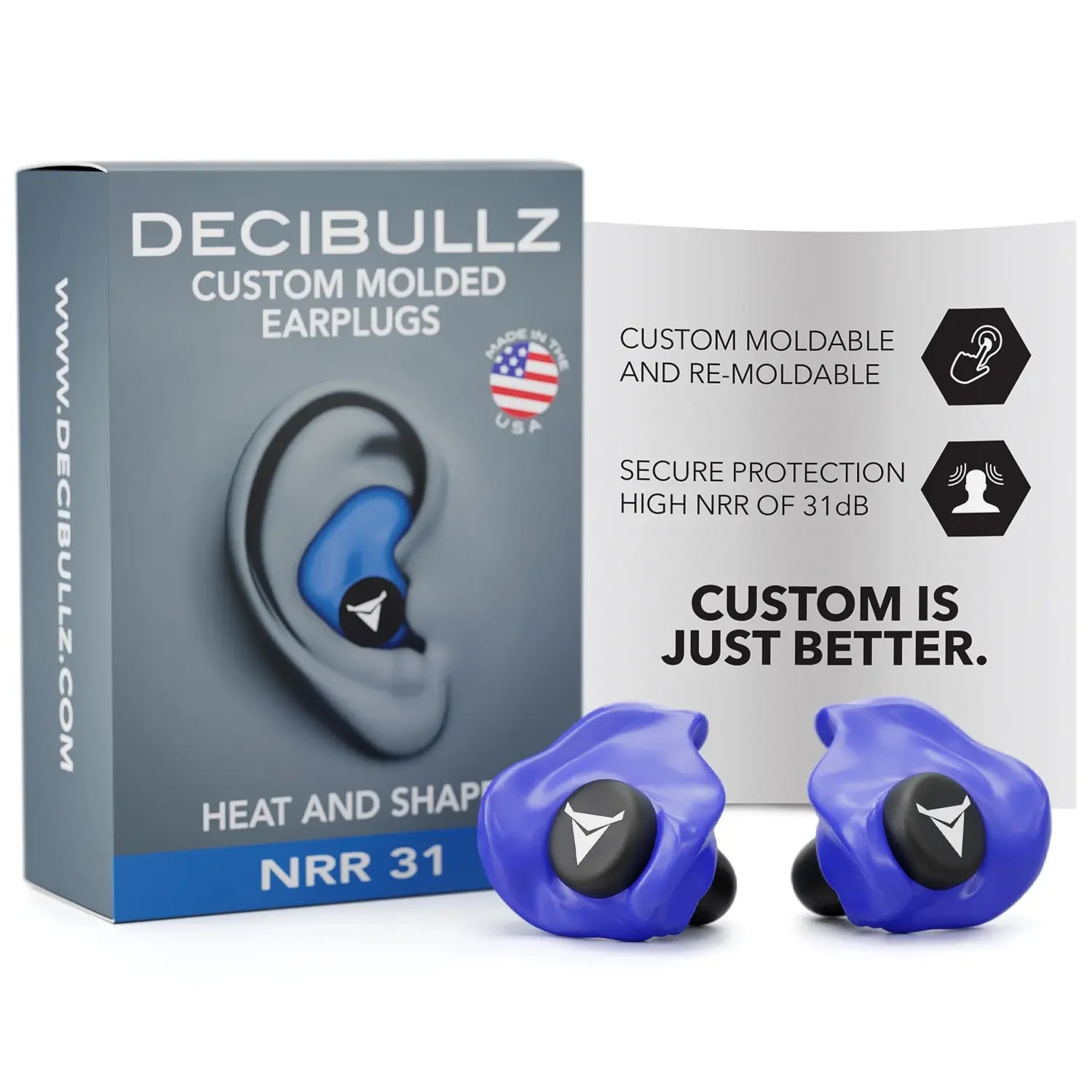 Decibullz Custom Molded Earplugs 31dB NRR