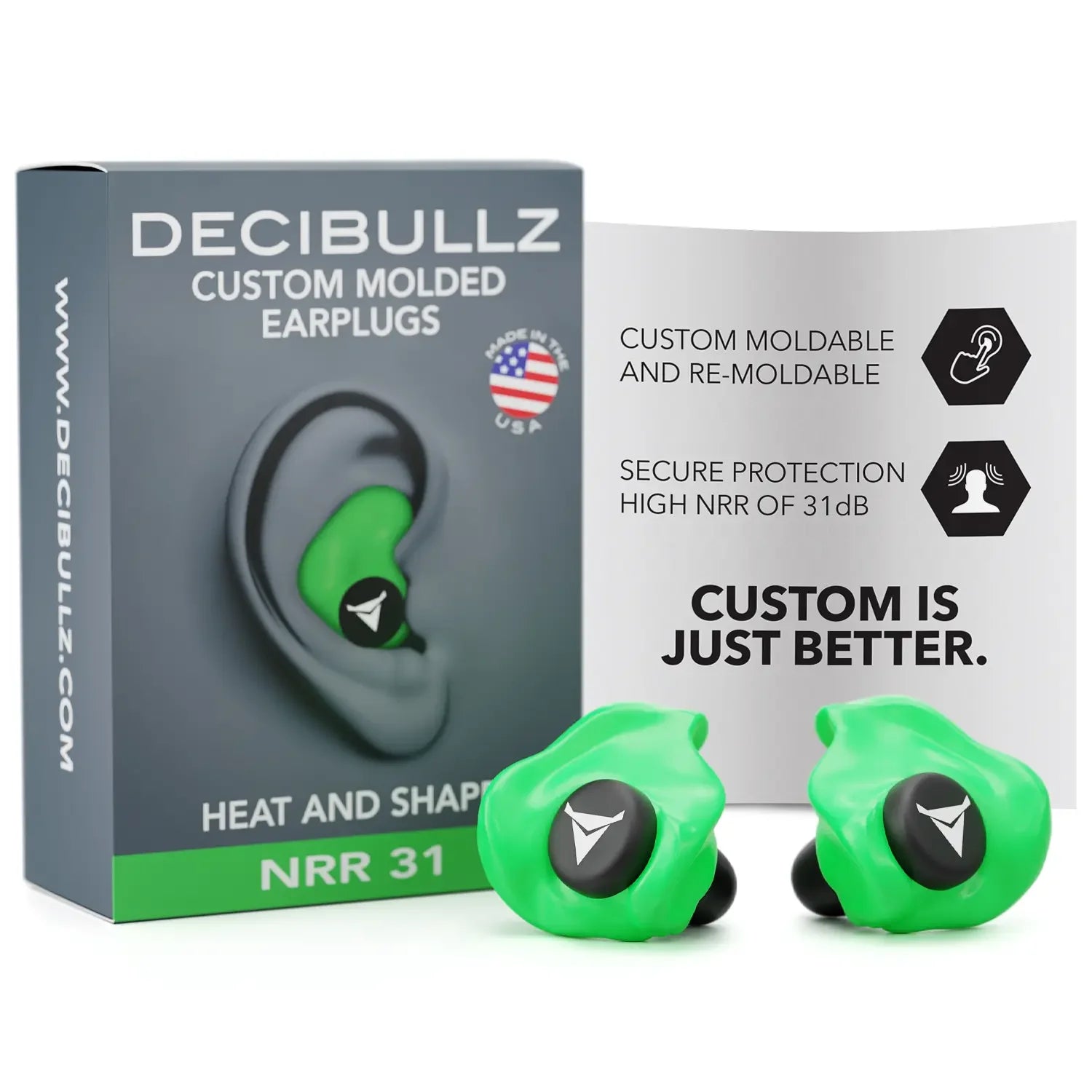 Decibullz Custom Molded Earplugs 31dB NRR