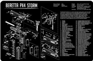 Gun Cleaning Bench Mat with Parts Diagram