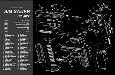 Gun Cleaning Bench Mat with Parts Diagram